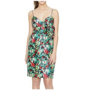 J. Crew Vibrant Floral Silk Spaghetti Strap Cocktail Dress 0